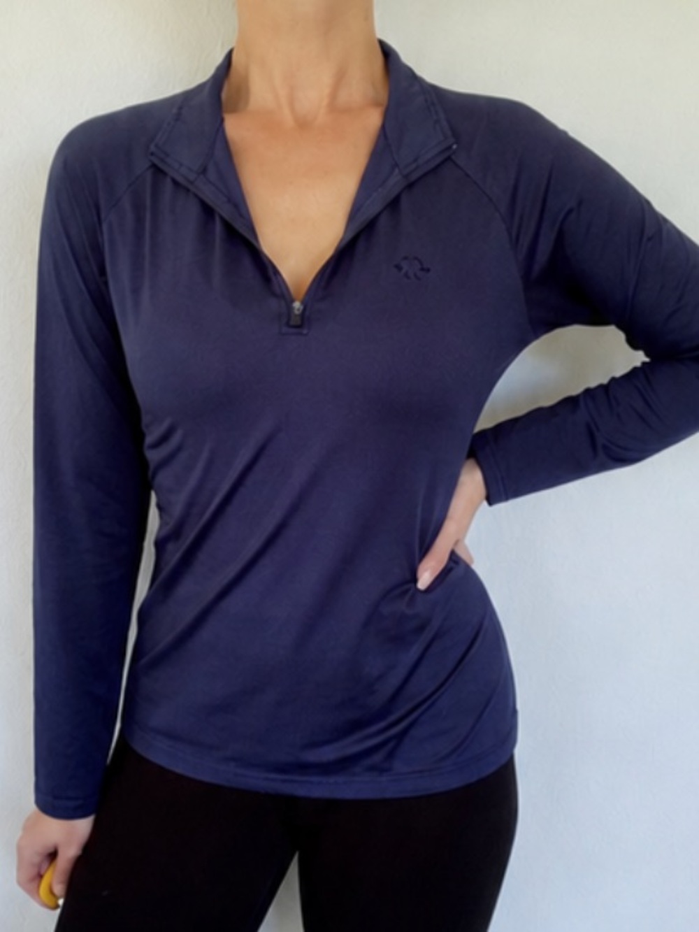 MOFIZ navy blue fleece lined quarter zip athletic pullover top size small